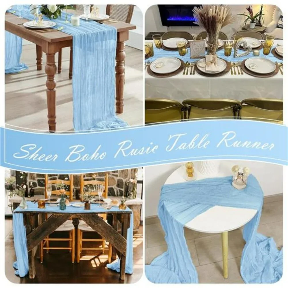 15 pack baby blue cheesecloth table runner 9ft gauze fabric wedding party decor